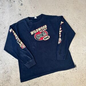 2010s Wildwood New Jersey Biker Shop of Custom Rides Black Long Sleeve Shirt L